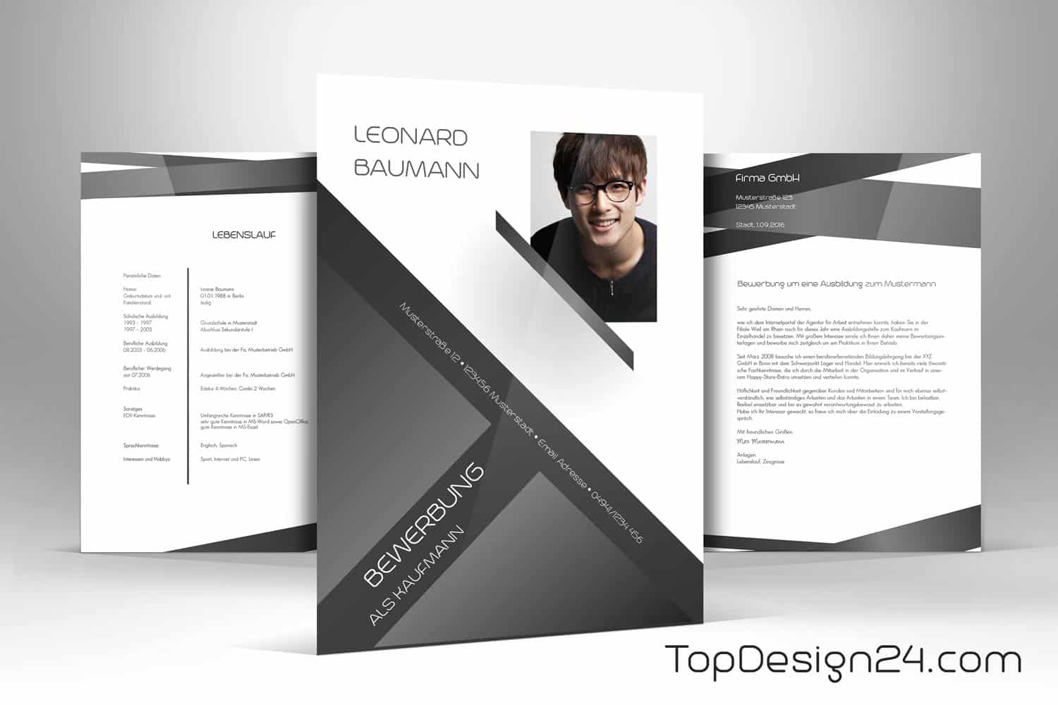 Bewerbung Design Vorlage Topdesign24 Deckblatt Leben